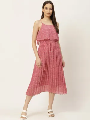 Accordion Pleated Georgette Midi Dress