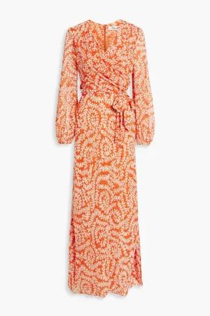 Alaric DIANE VON FURSTENBERG Georgette Wrap Maxi Dress, Orange