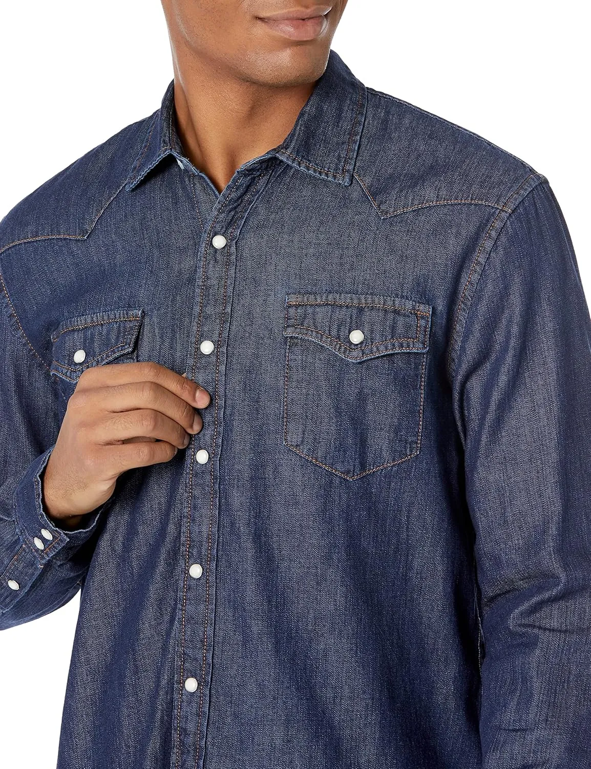Amazon Essentials Men's Denim Shirt Long Sleeve - Regular-Fit Denim Shirt
