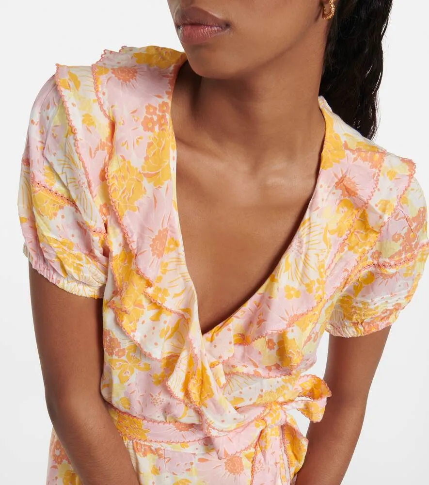 Aude POUPETTE ST BARTH Floral Wrap Mini Dress, Multicolor