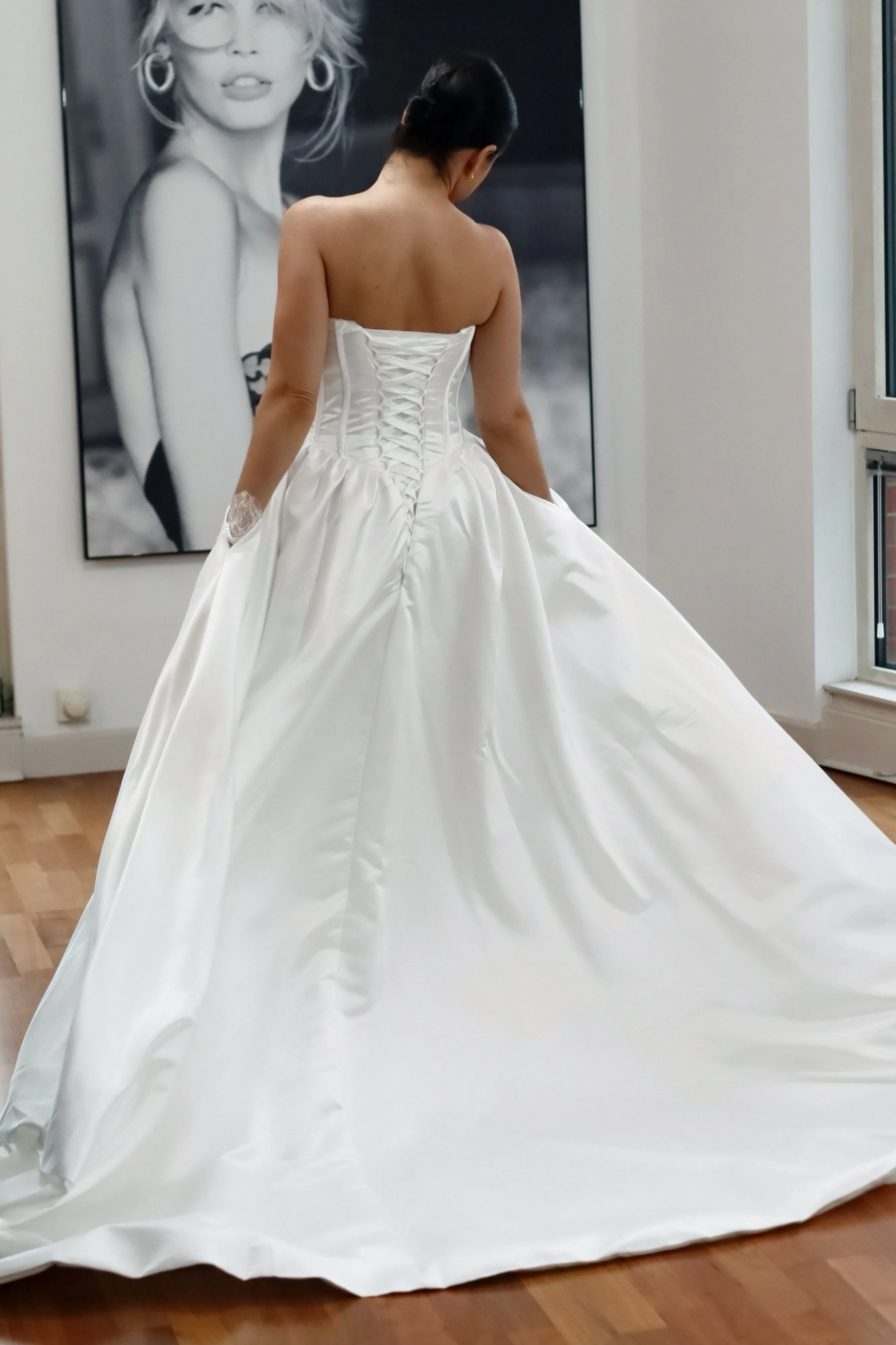 Basque Waist Satin Wedding Dress