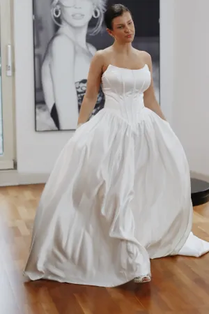Basque Waist Satin Wedding Dress