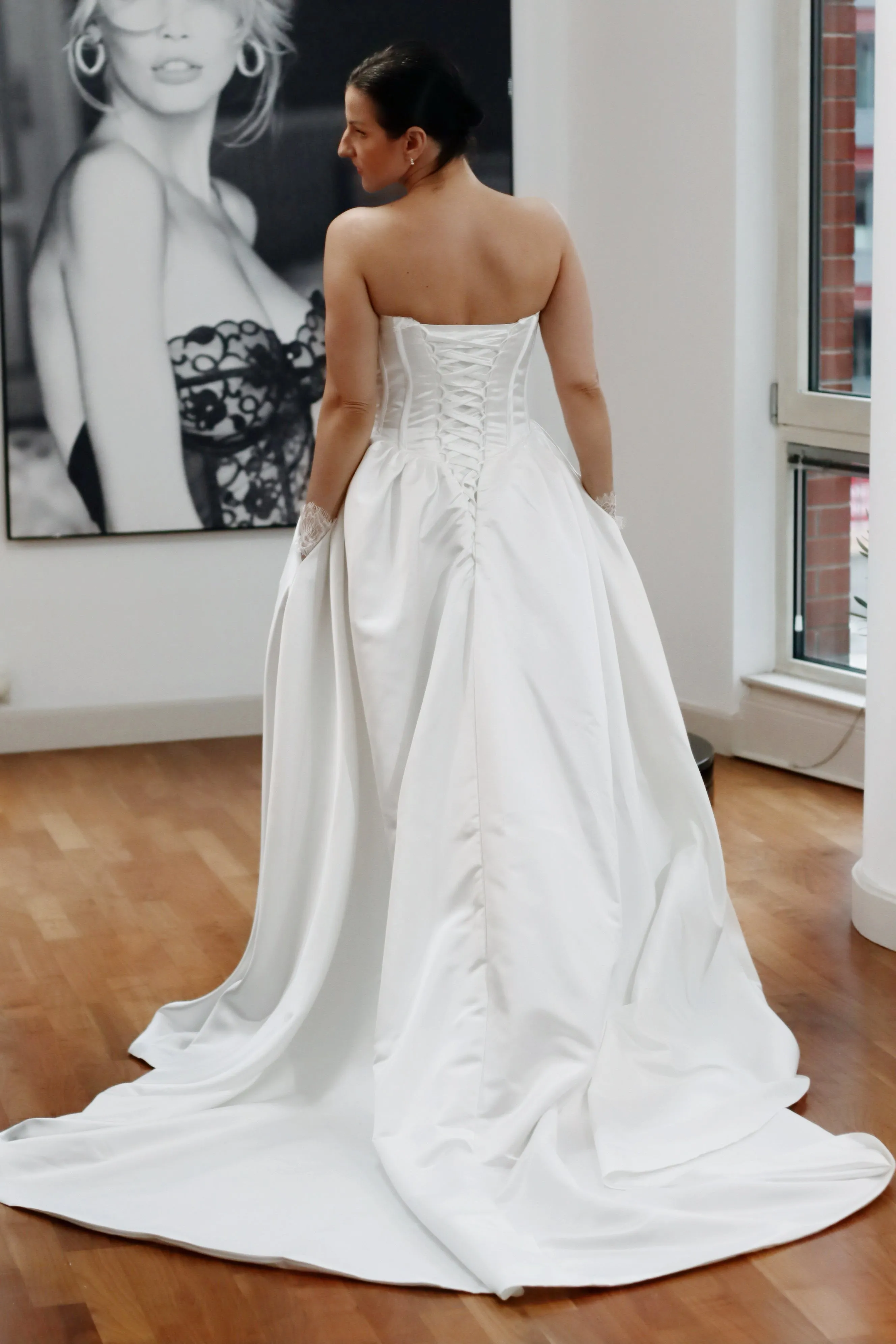 Basque Waist Satin Wedding Dress