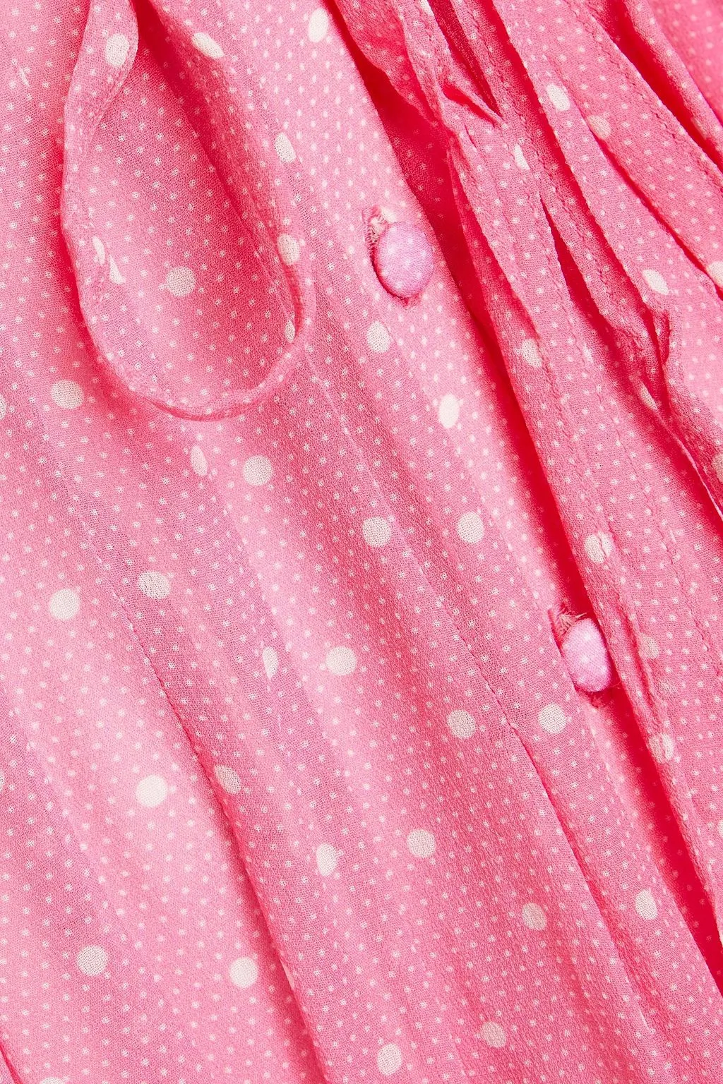 Bevelyn Polka Dot Chiffon Wrap Midi Dress LOVESHACKFANCY, Pink