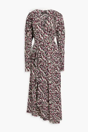 Blainea silk crepe maxi dress with print and wrap effect ISABEL MARANT purple