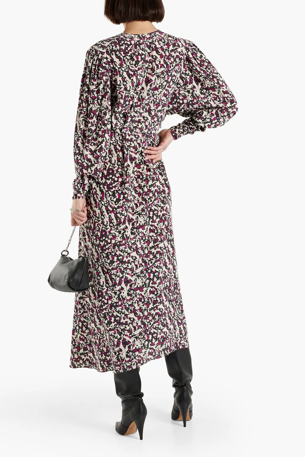 Blainea silk crepe maxi dress with print and wrap effect ISABEL MARANT purple