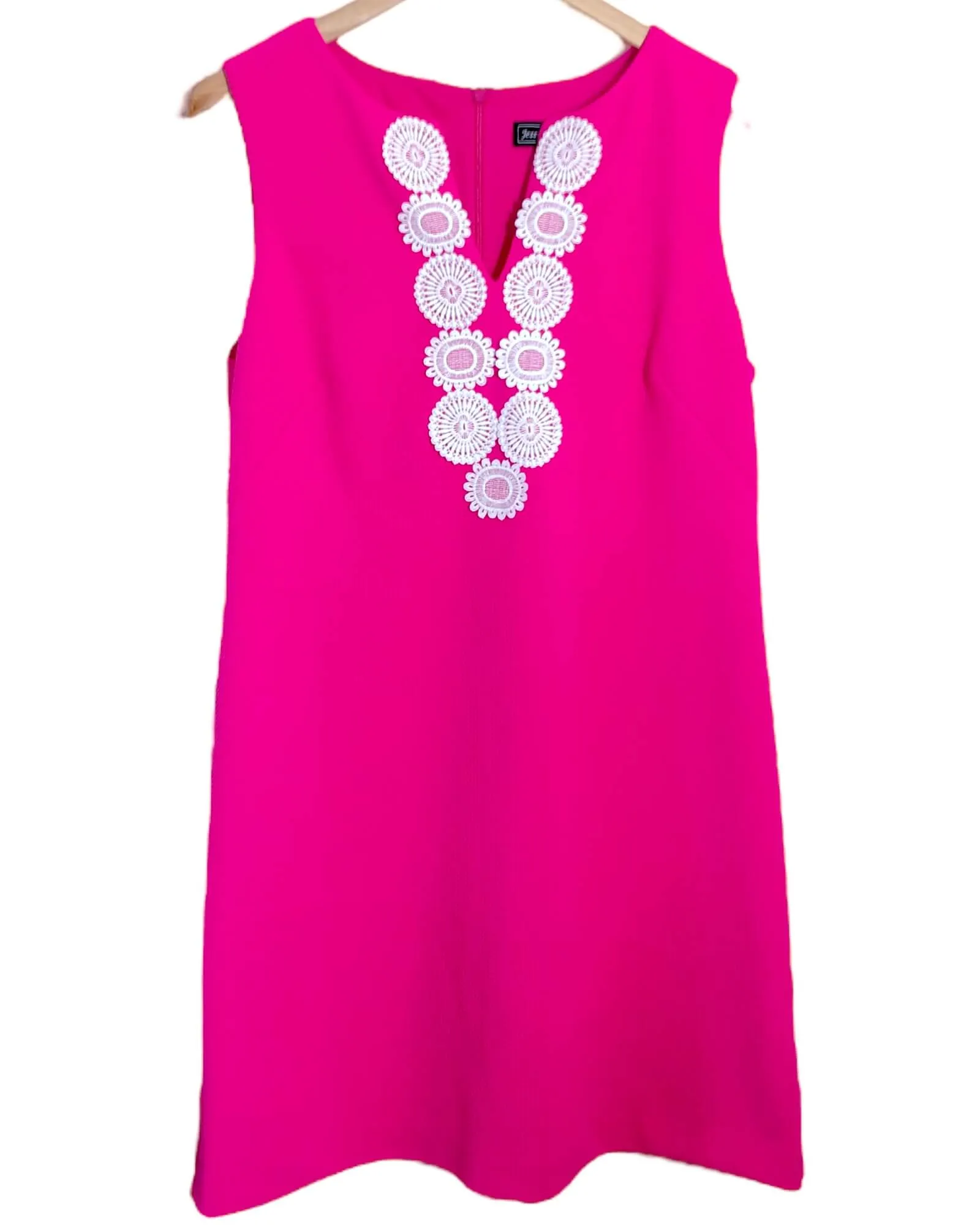 Bright Spring Shocking Pink Medallion Shift Dress