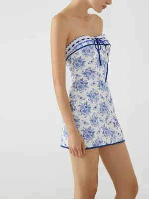 Butterfly Bouquet Floral Trendy Tube Short Dress