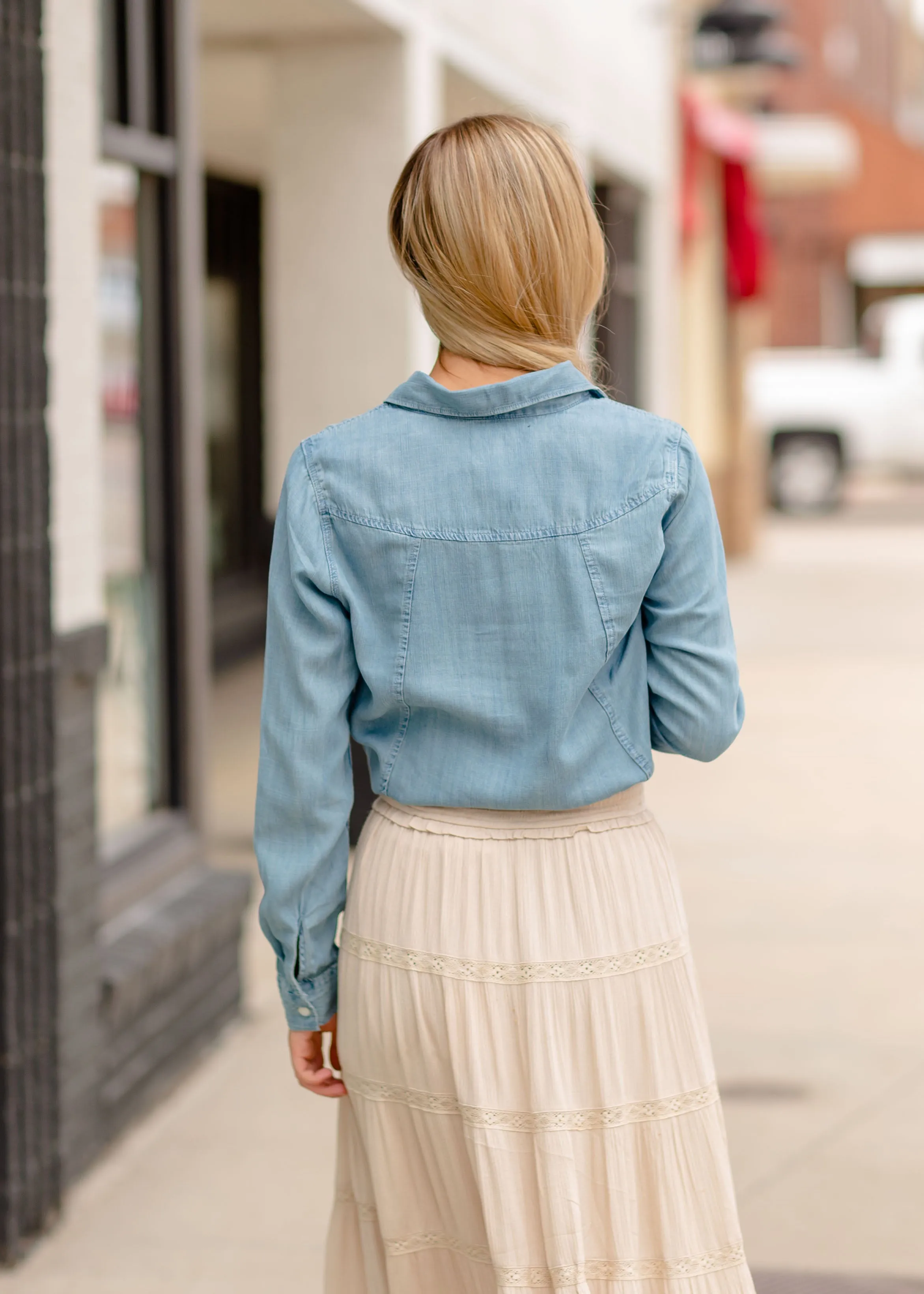 Chambray Denim Button Up Shirt