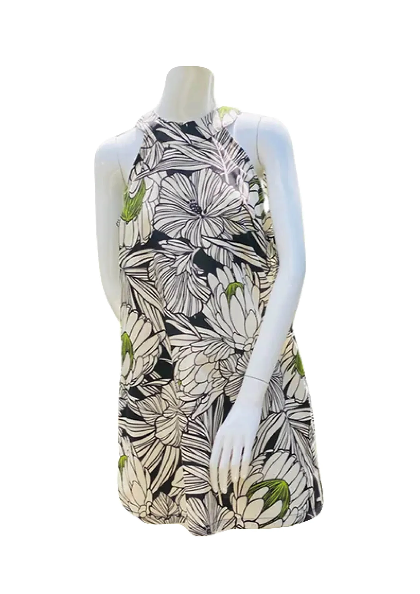 Cora Spearman Hawaii WOMENS Protea Black Halter-neck Sheath Dress