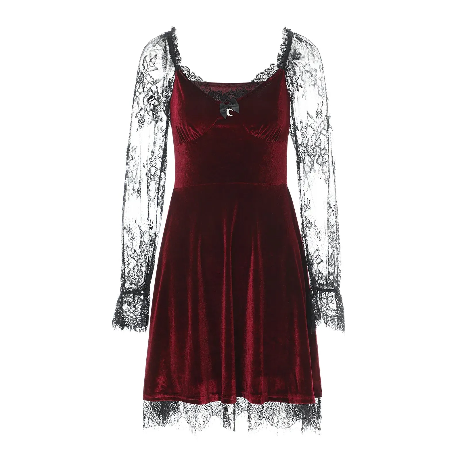 Dark Temptations: E-Girl Grunge Gothic Lace Trim Mini Dress - Y2K Women's 90s Vintage Punk Harajuku Lolita