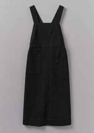 Denim Pinafore Dress | Black