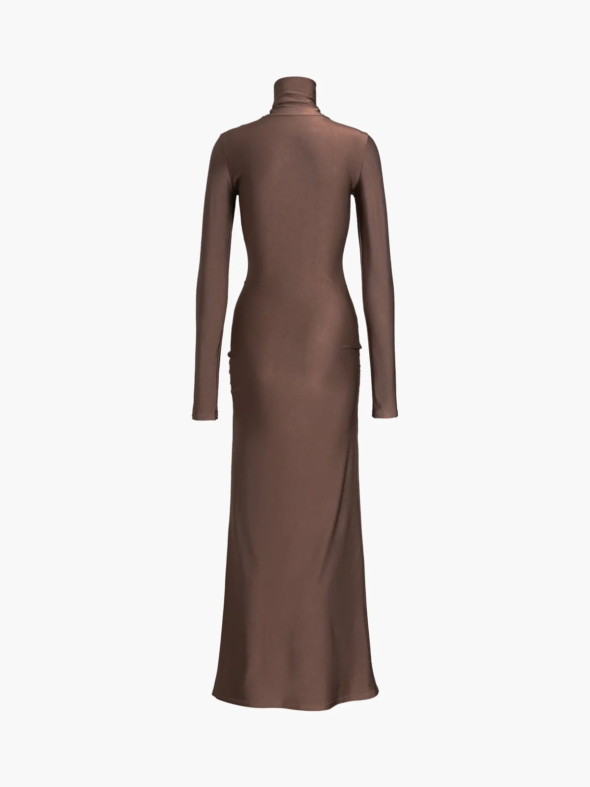 Draped Turtleneck Low Trendy Waist Twist Long Dress