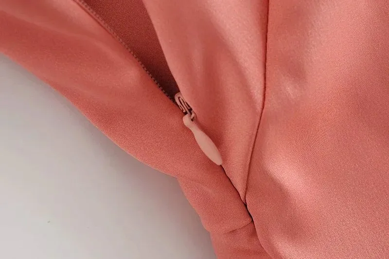 DRAWSTRING TIED PLEATED MIDI DRESS
