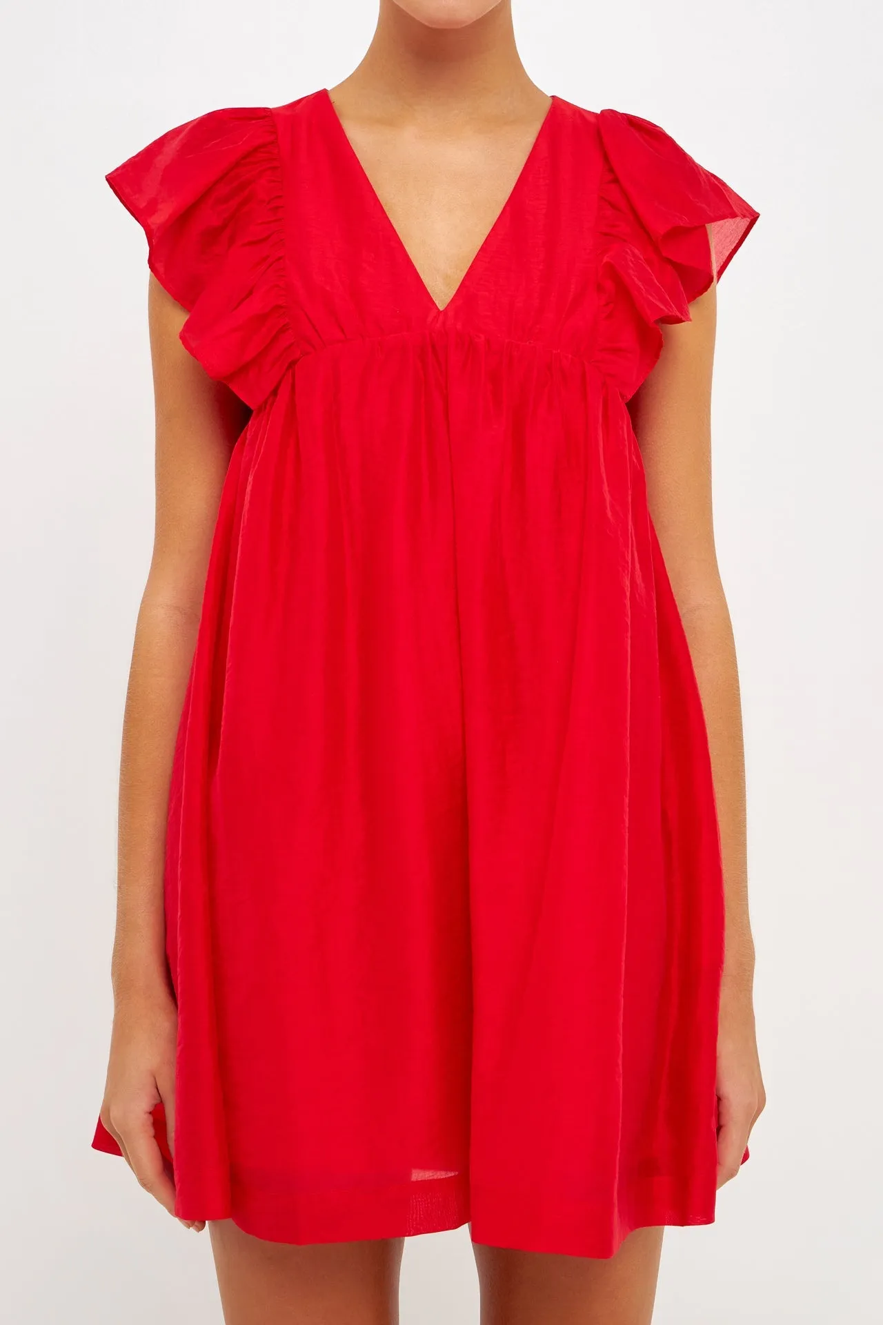 Endless Rose - Ruffled V Neck Mini Flounce Dress