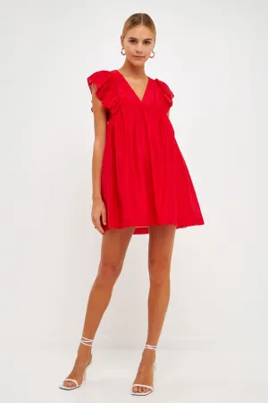 Endless Rose - Ruffled V Neck Mini Flounce Dress