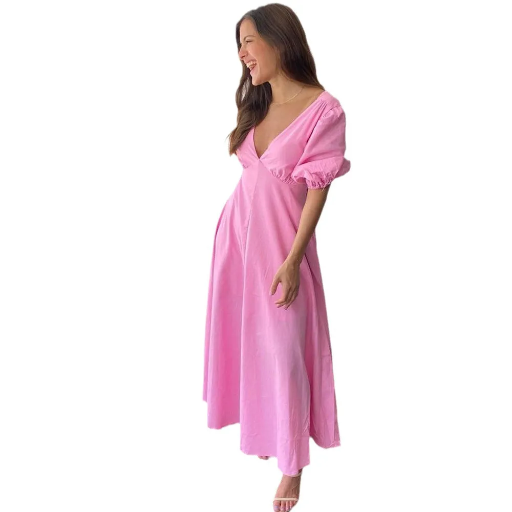 Flytonn-Black Friday Sale - Women's Puff Sleeve Chic Trendy Elegant Summer Loose Casual Dress