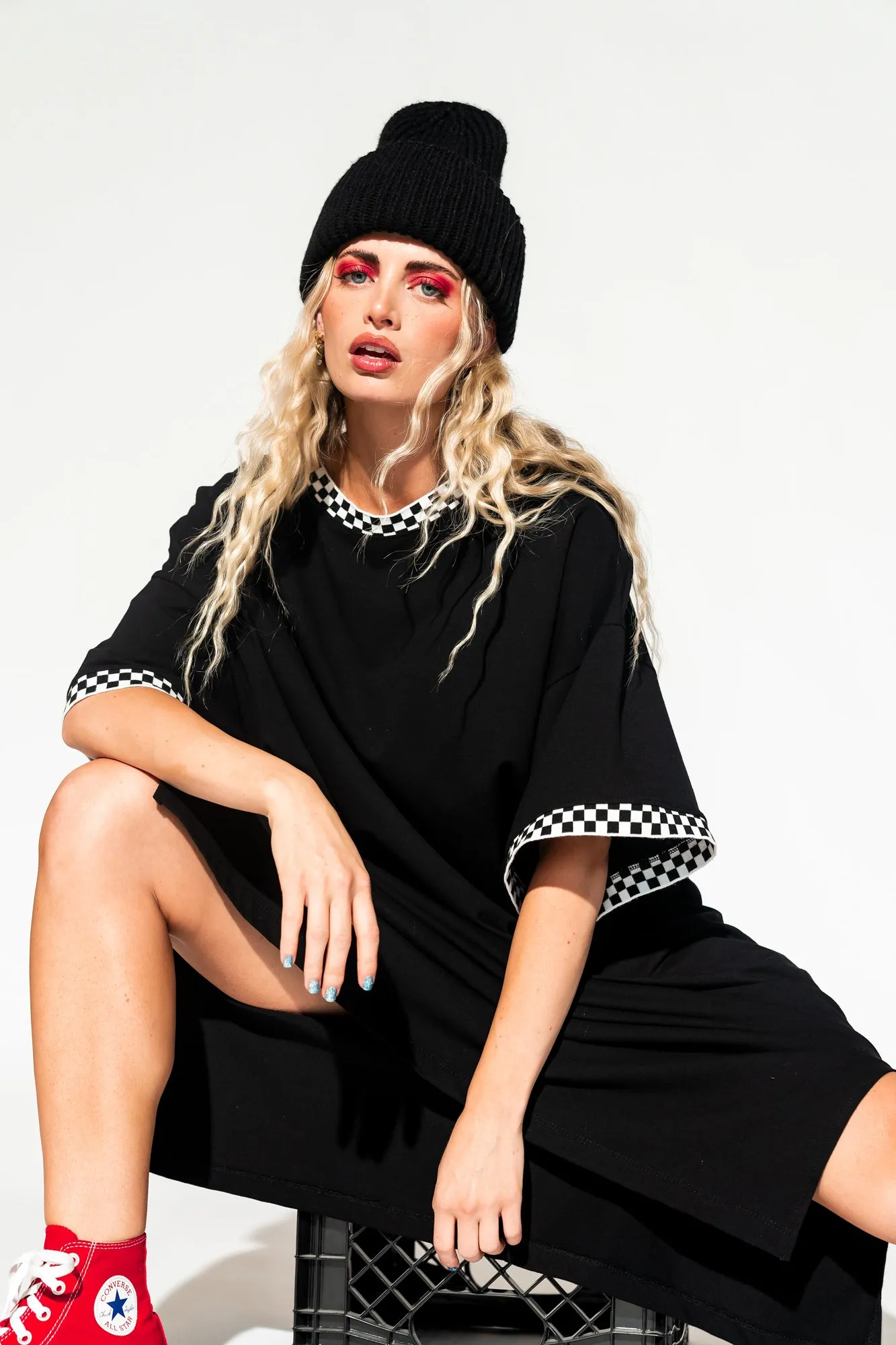 Frankie Dress in Black   Checkerboard *RESTOCKED*