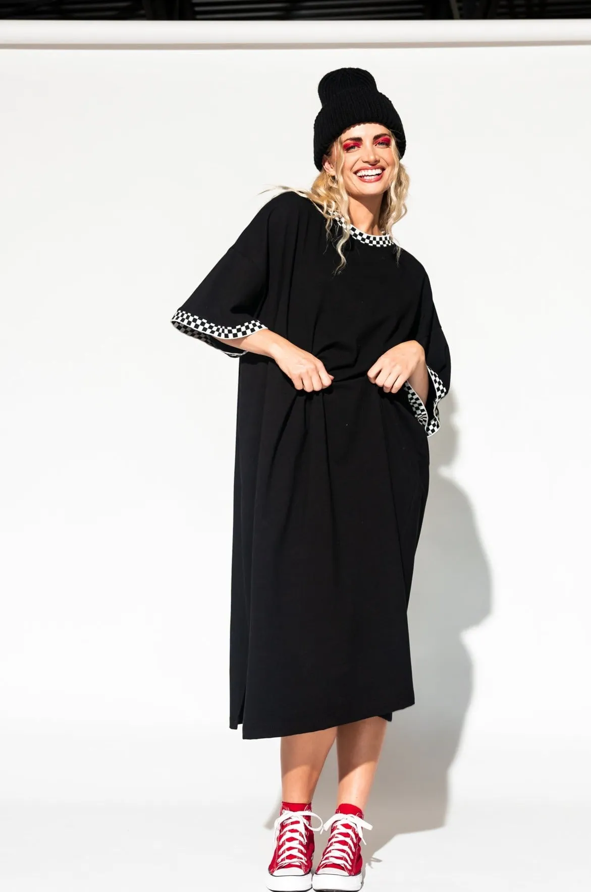 Frankie Dress in Black   Checkerboard *RESTOCKED*
