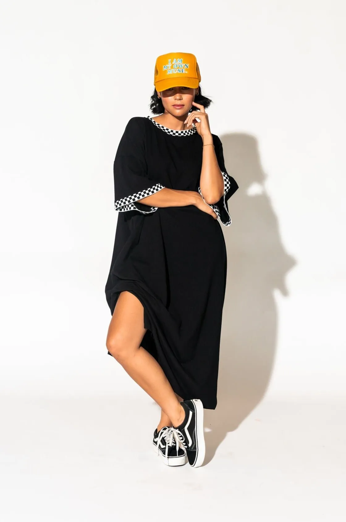 Frankie Dress in Black   Checkerboard *RESTOCKED*