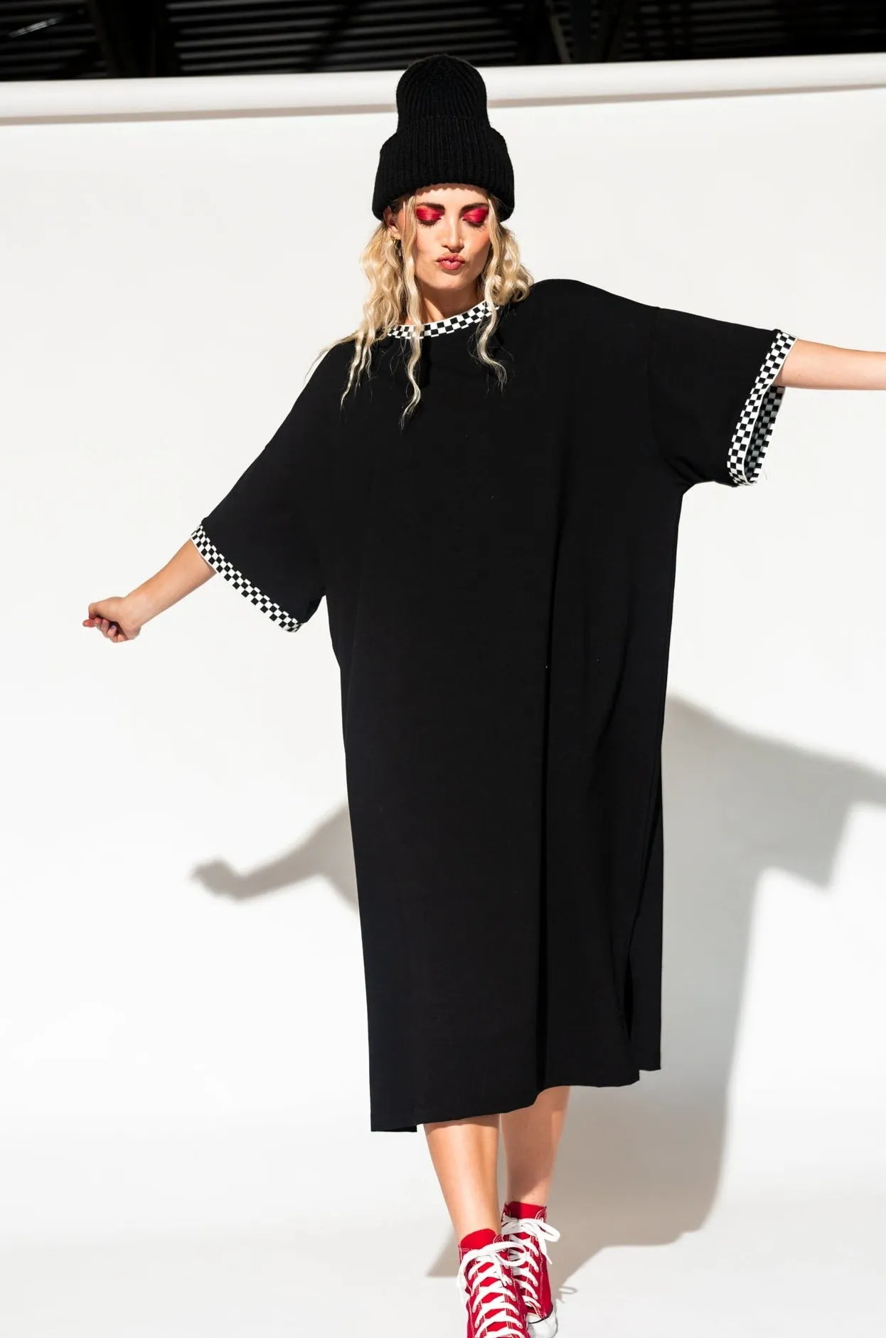 Frankie Dress in Black   Checkerboard *RESTOCKED*