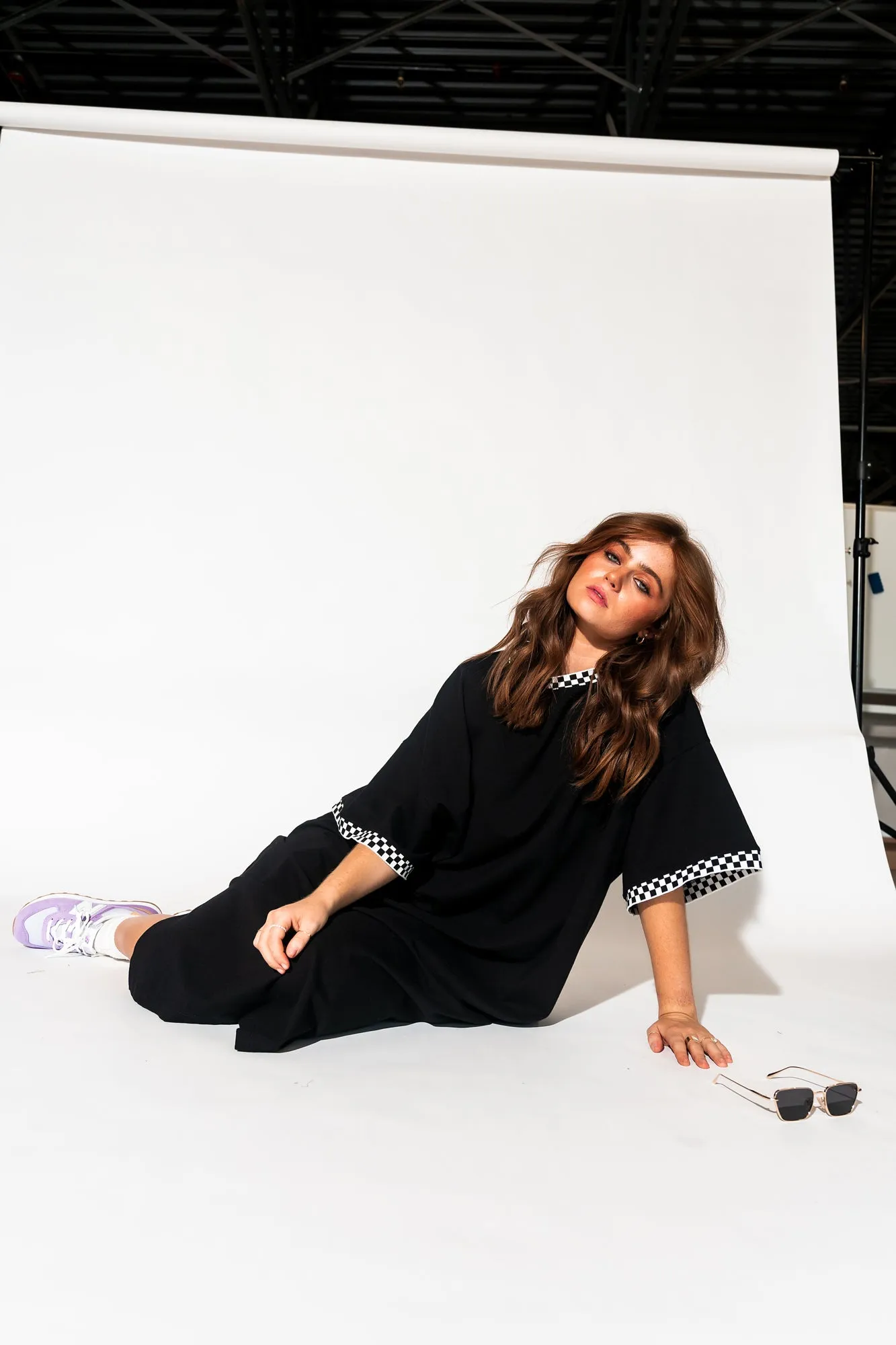 Frankie Dress in Black   Checkerboard *RESTOCKED*