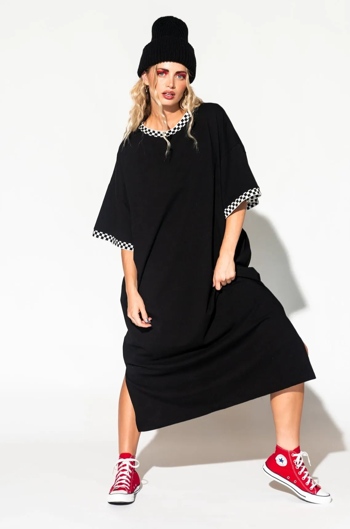 Frankie Dress in Black   Checkerboard *RESTOCKED*