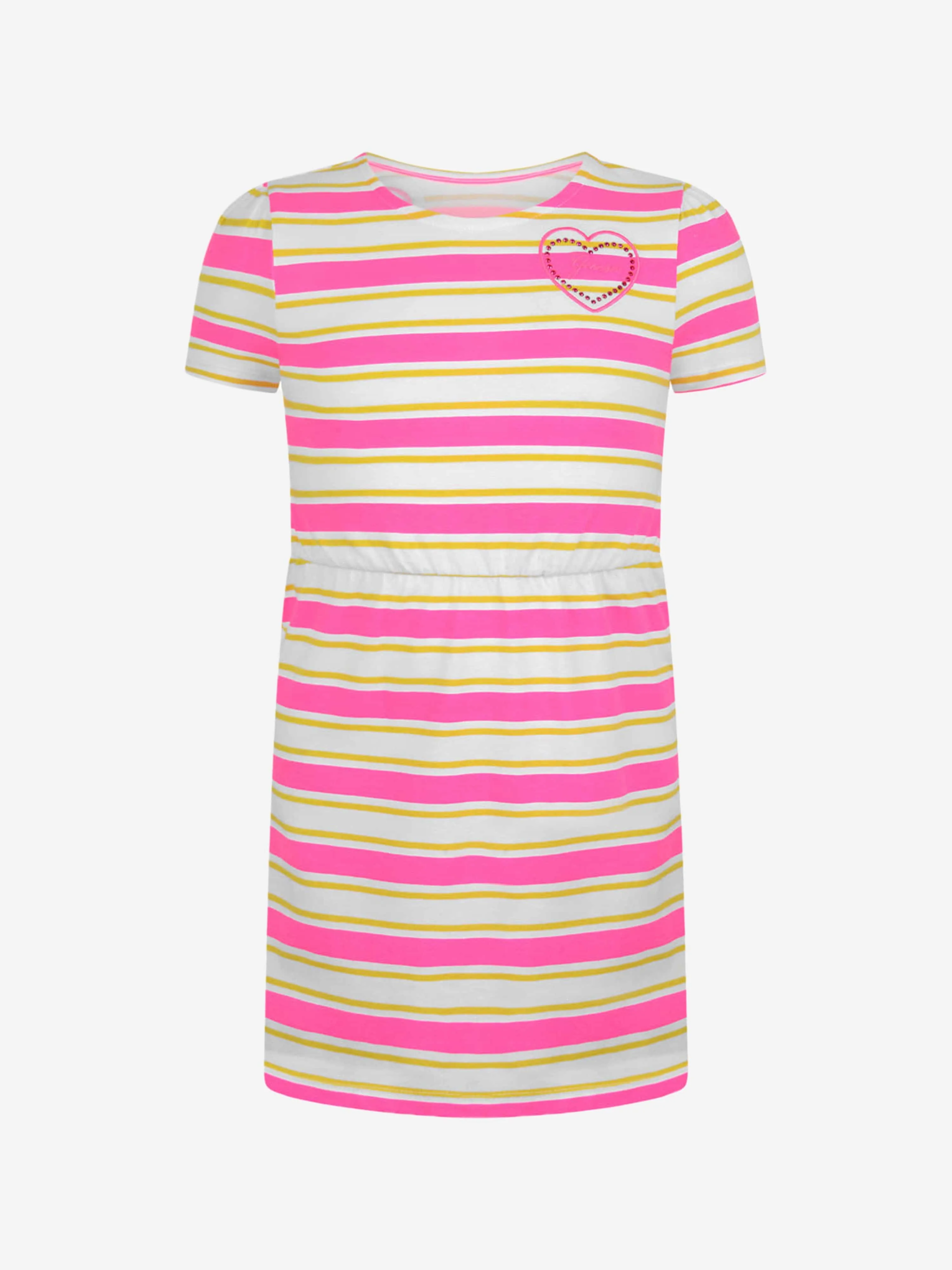 Guess Girls Dress - White & Striped Jersey Dress