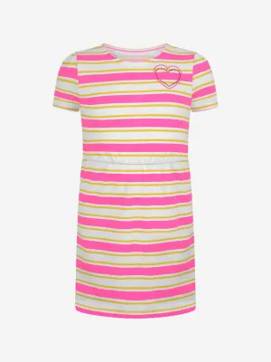 Guess Girls Dress - White & Striped Jersey Dress