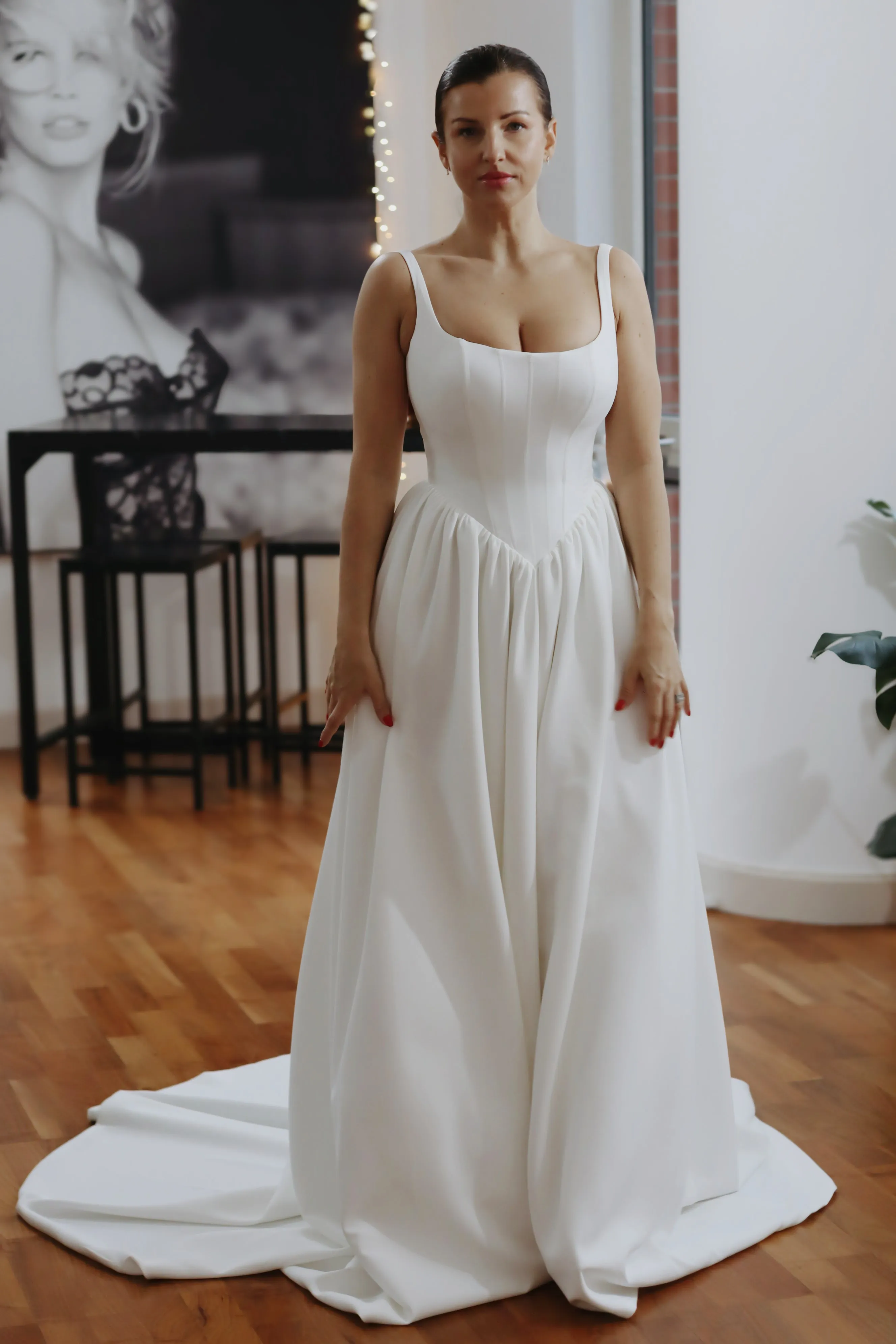 Hope ~ Basque Waist Crepe Wedding Dress