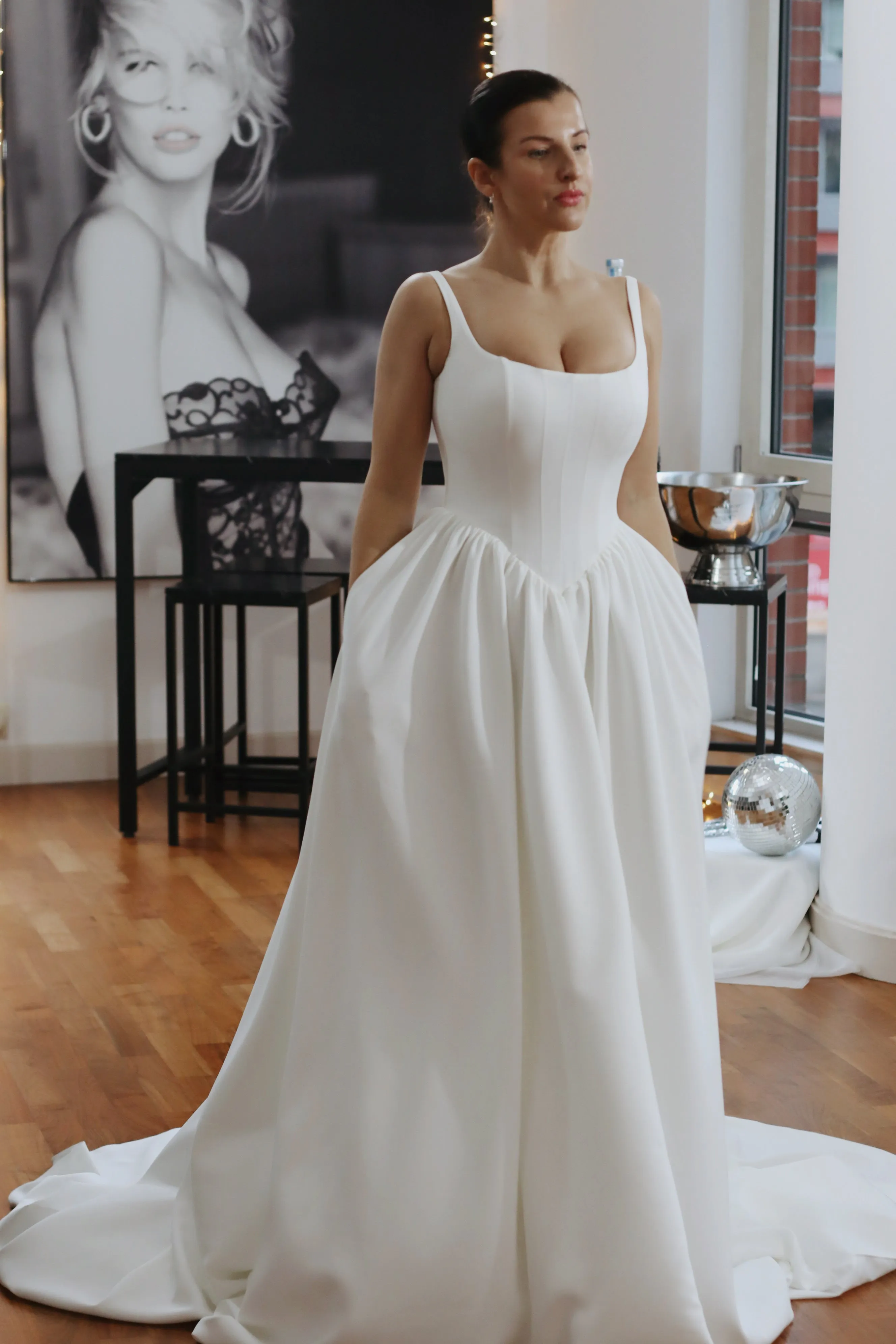 Hope ~ Basque Waist Crepe Wedding Dress