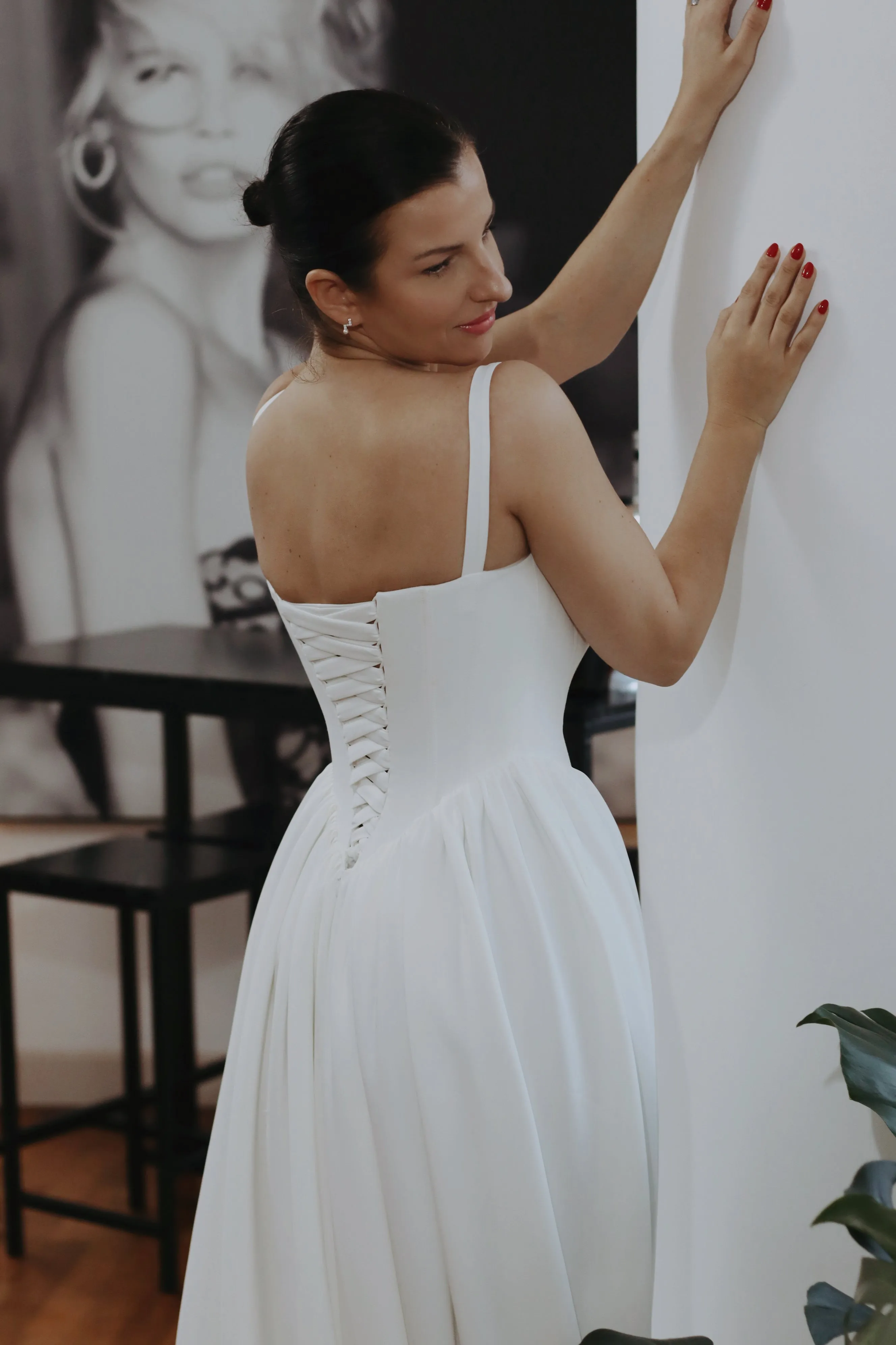 Hope ~ Basque Waist Crepe Wedding Dress