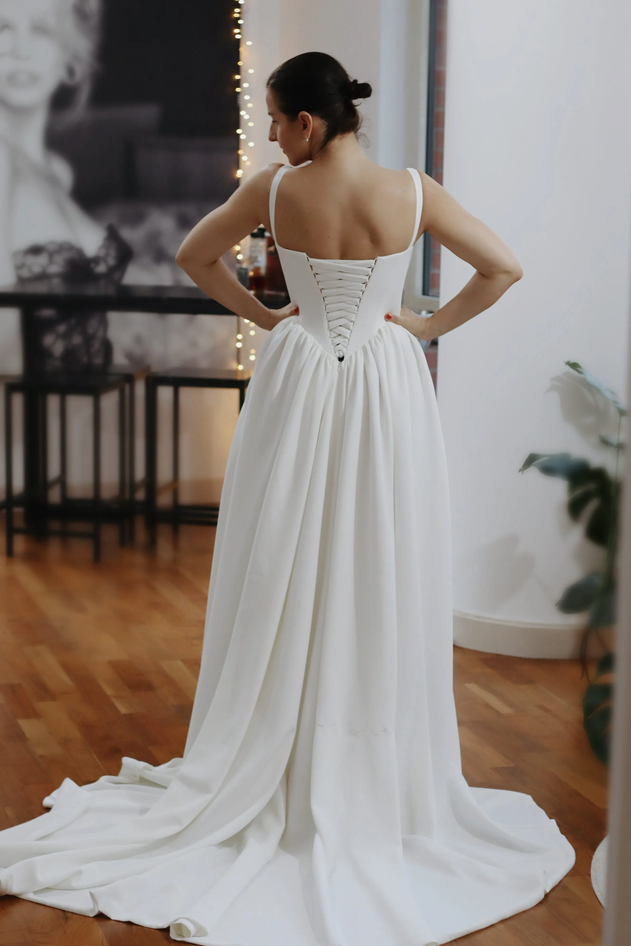 Hope ~ Basque Waist Crepe Wedding Dress