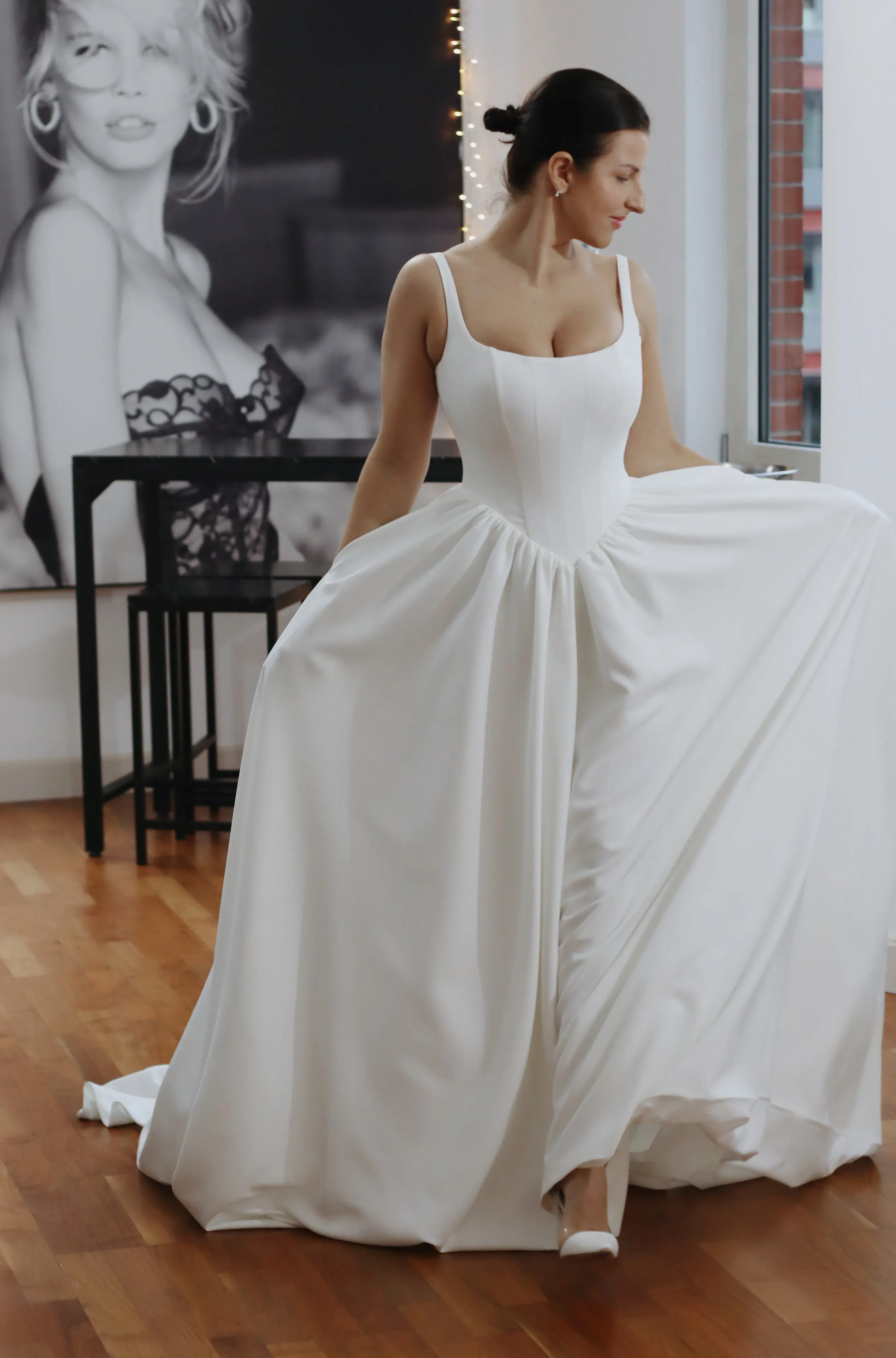 Hope ~ Basque Waist Crepe Wedding Dress