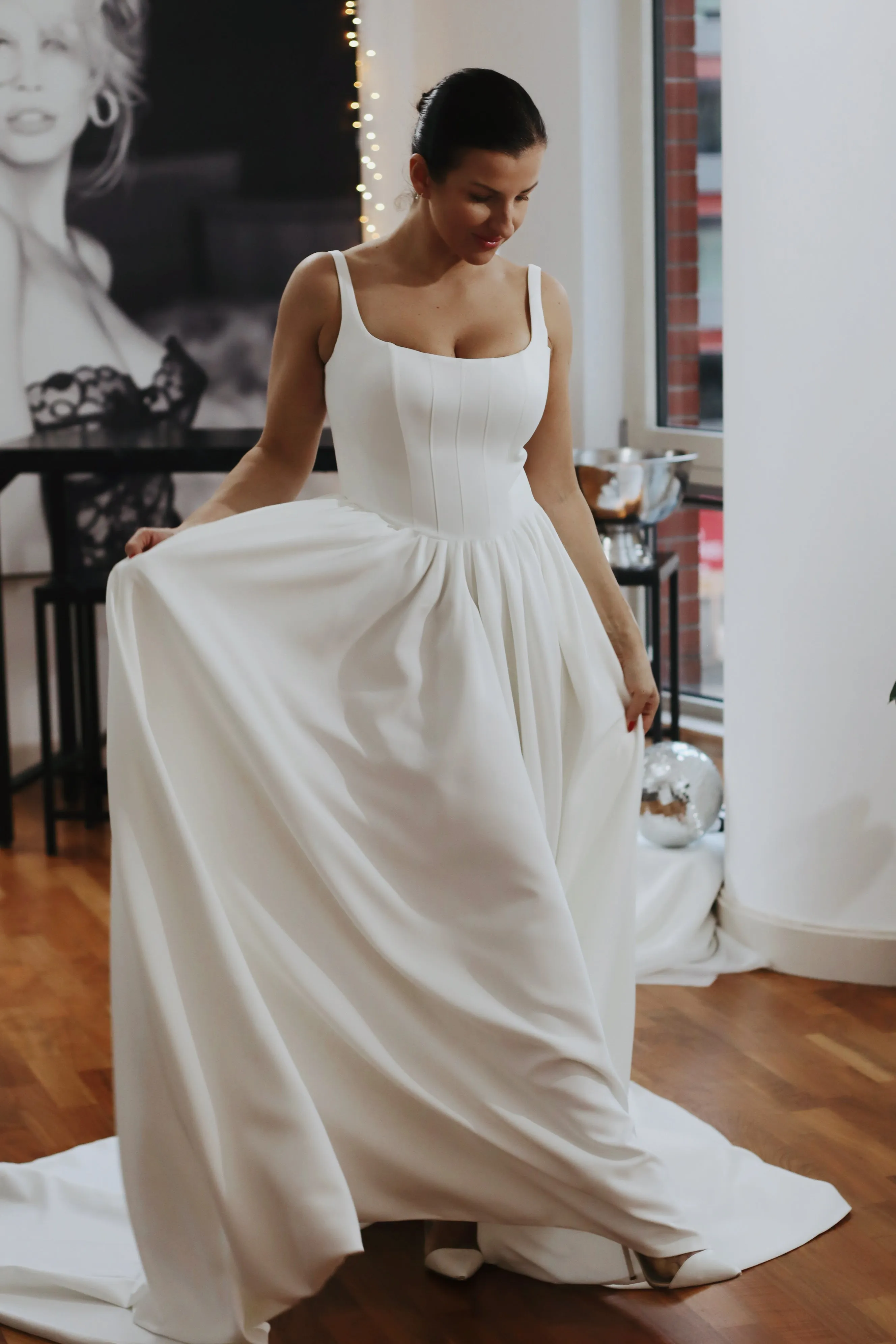 Hope ~ Basque Waist Crepe Wedding Dress