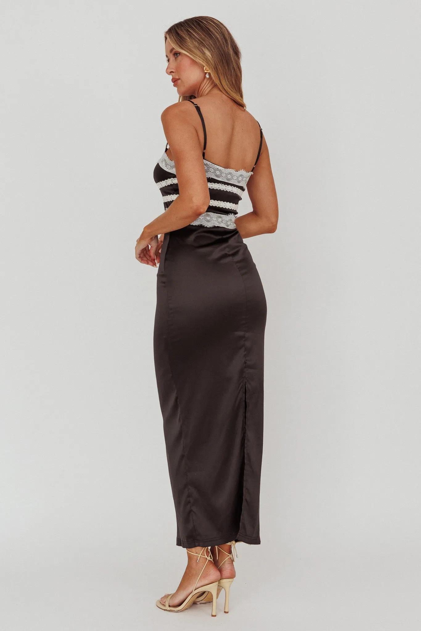 Kellan Lace Trim Maxi Dress Black