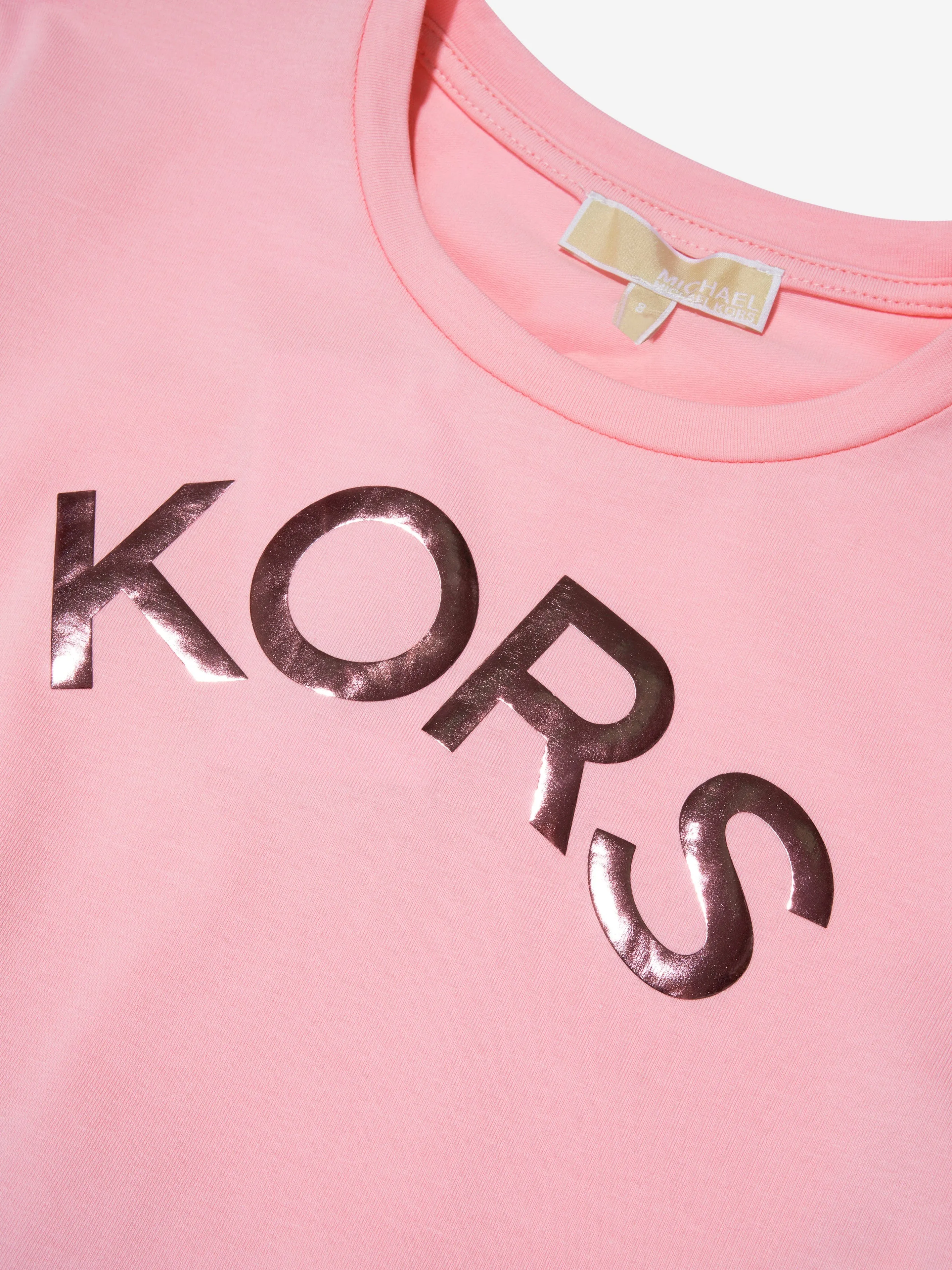 Michael Kors Girls Logo Print Dress in Pink