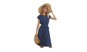 Mid-length Lace Polka Dot Fold Dress