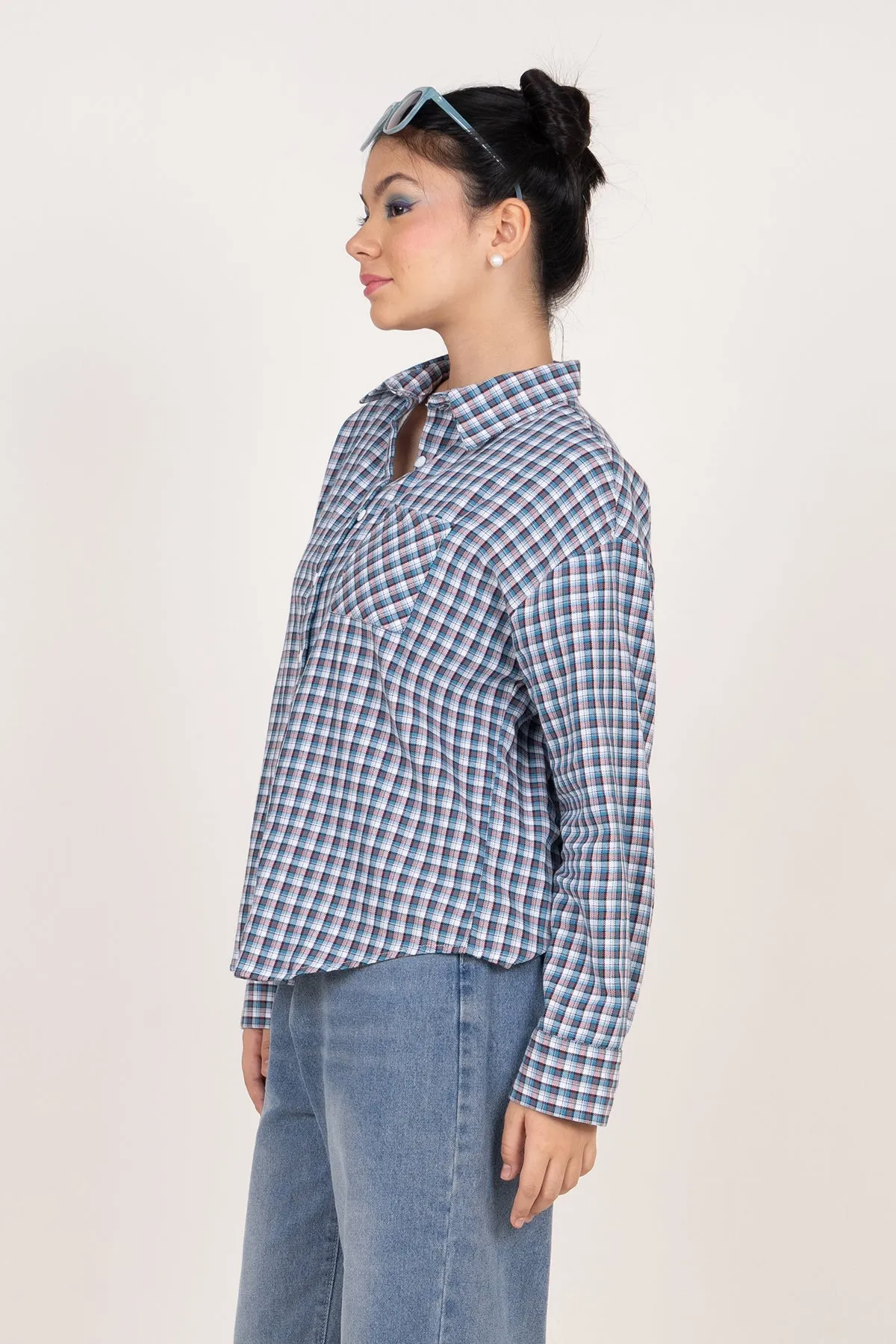 Miss Modano Kids Girls Long Sleeve Check Casual Shirt