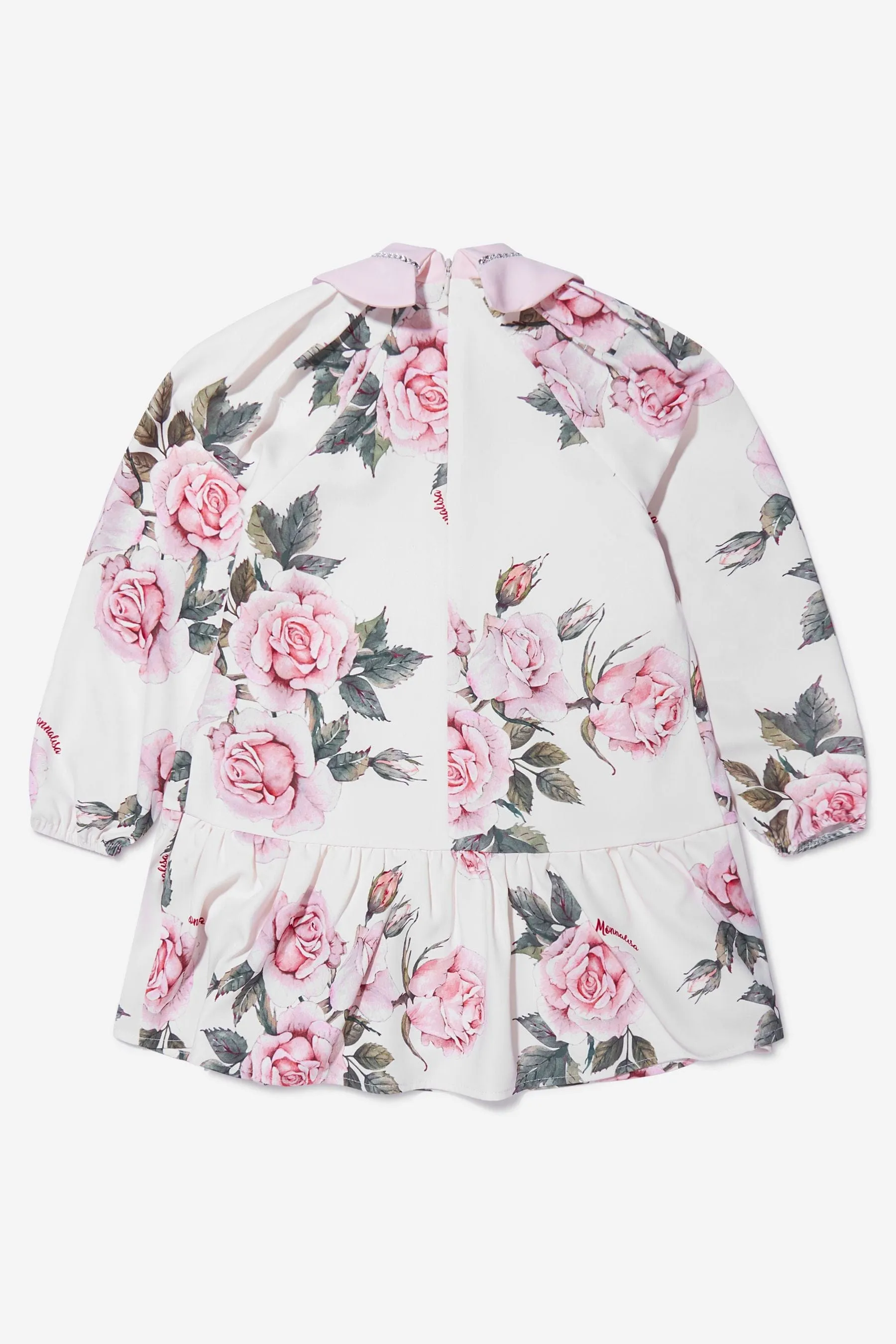 Monnalisa Girls Rose Print Long Sleeve Dress