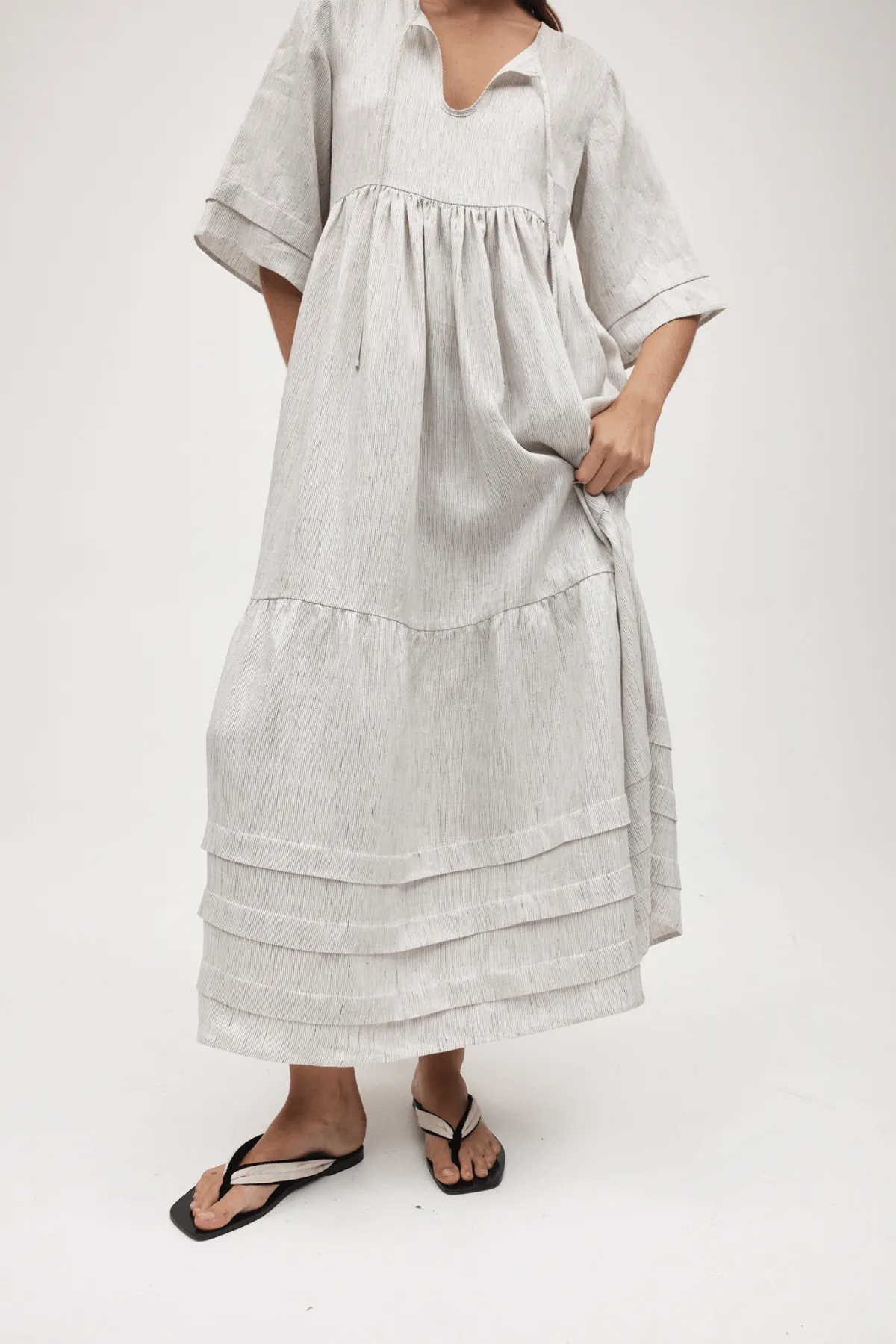NELLIE DRESS TWILL STRIPE
