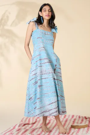 Okhai "Laguna lines" Tie-and-Dye Pure Cotton Strap Dress