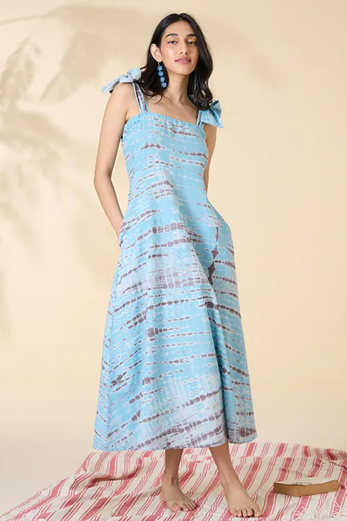 Okhai "Laguna lines" Tie-and-Dye Pure Cotton Strap Dress