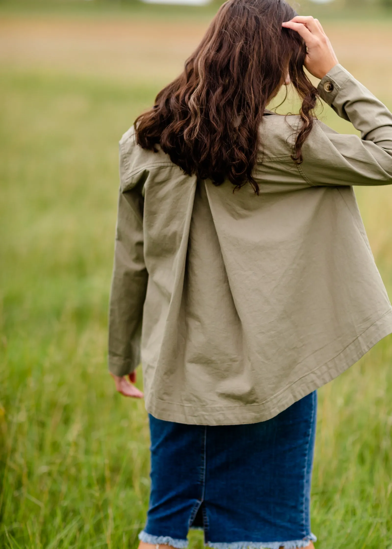 Olive Green High-Low Button Up Utility Jacket - FINAL SALE
