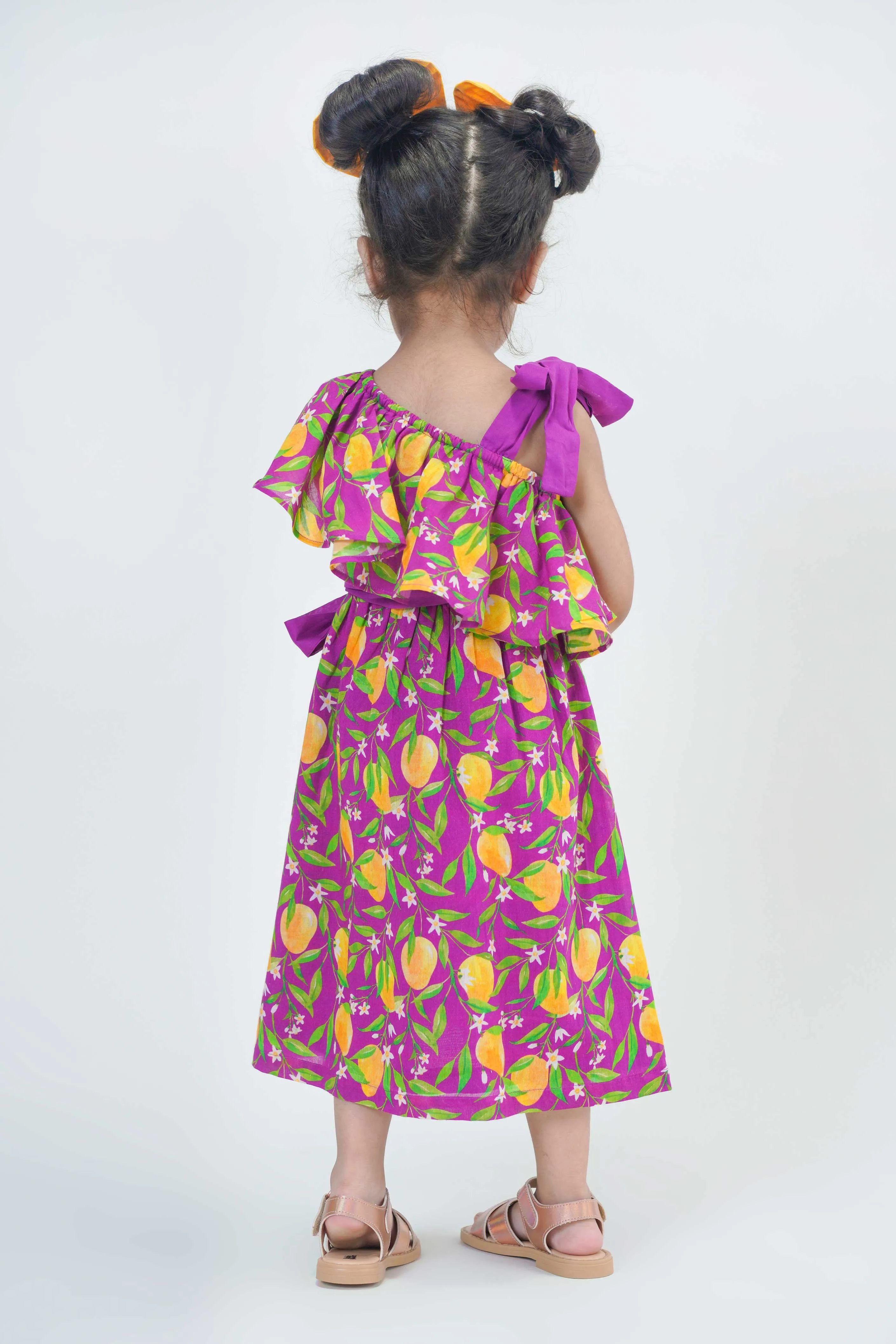 One Shoulder Mango Dress-Purple