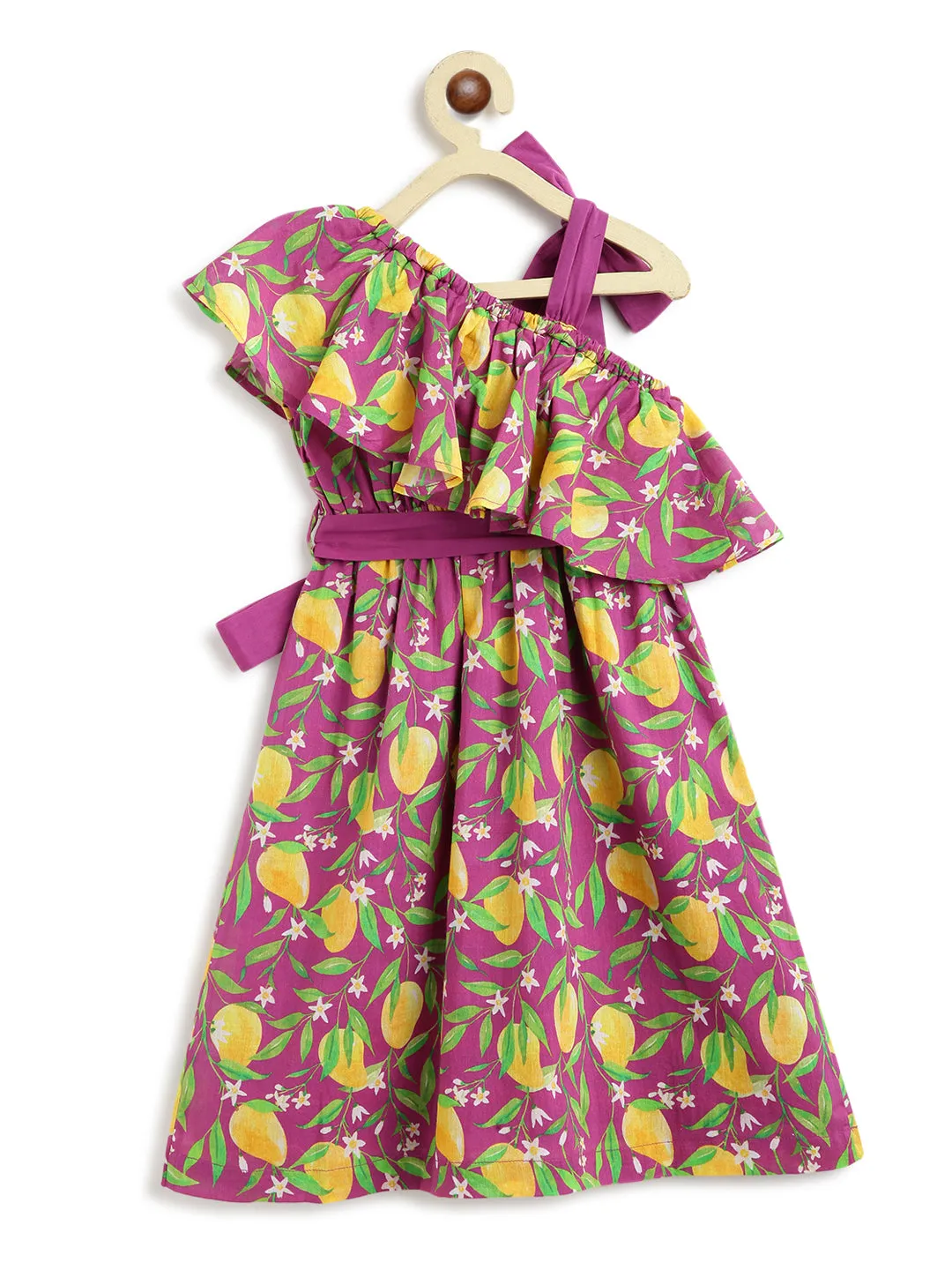 One Shoulder Mango Dress-Purple