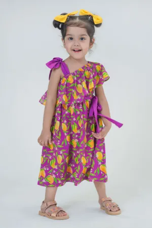 One Shoulder Mango Dress-Purple