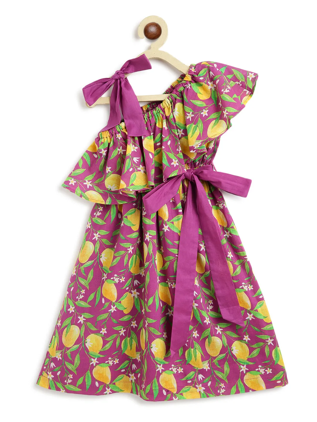 One Shoulder Mango Dress-Purple