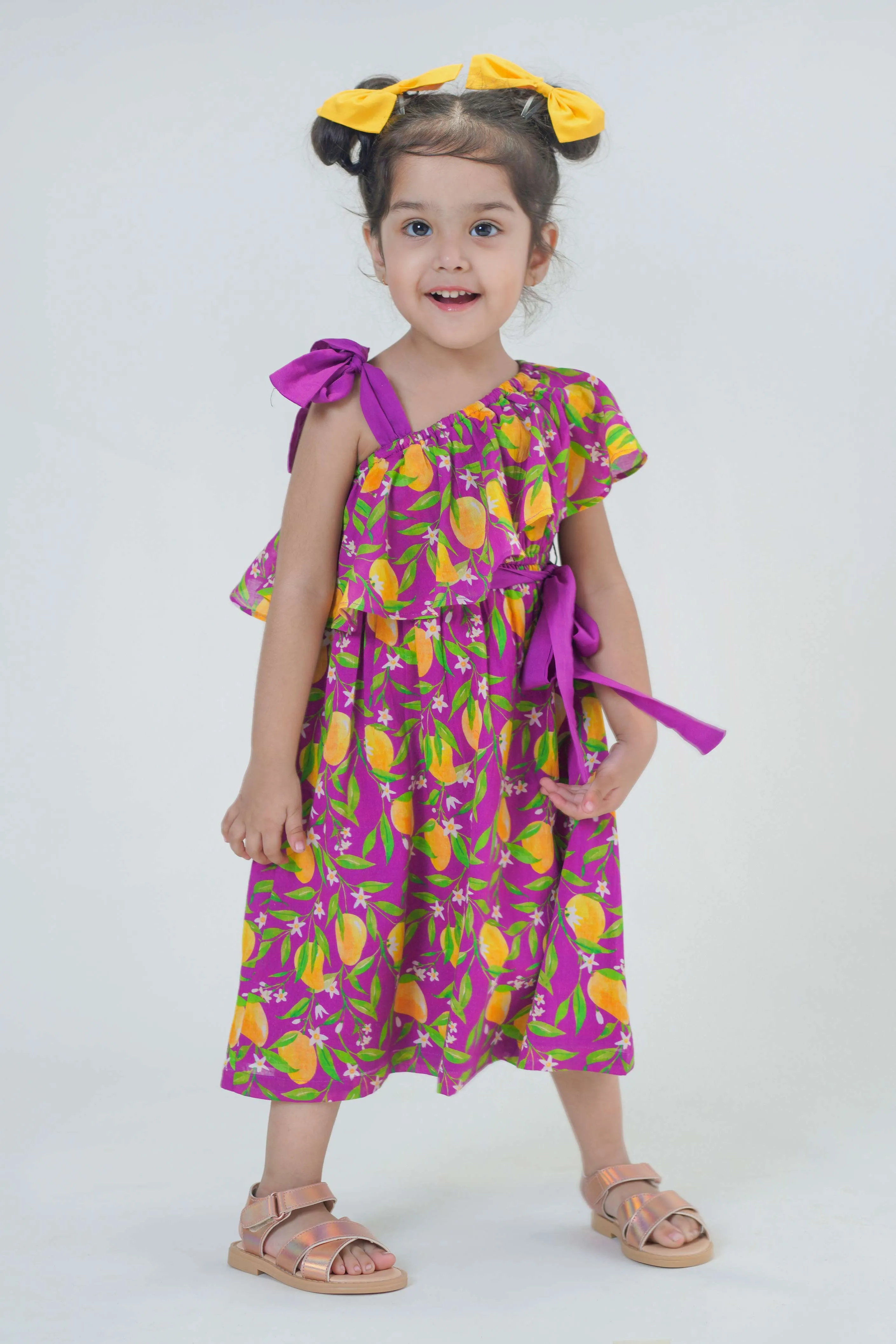 One Shoulder Mango Dress-Purple