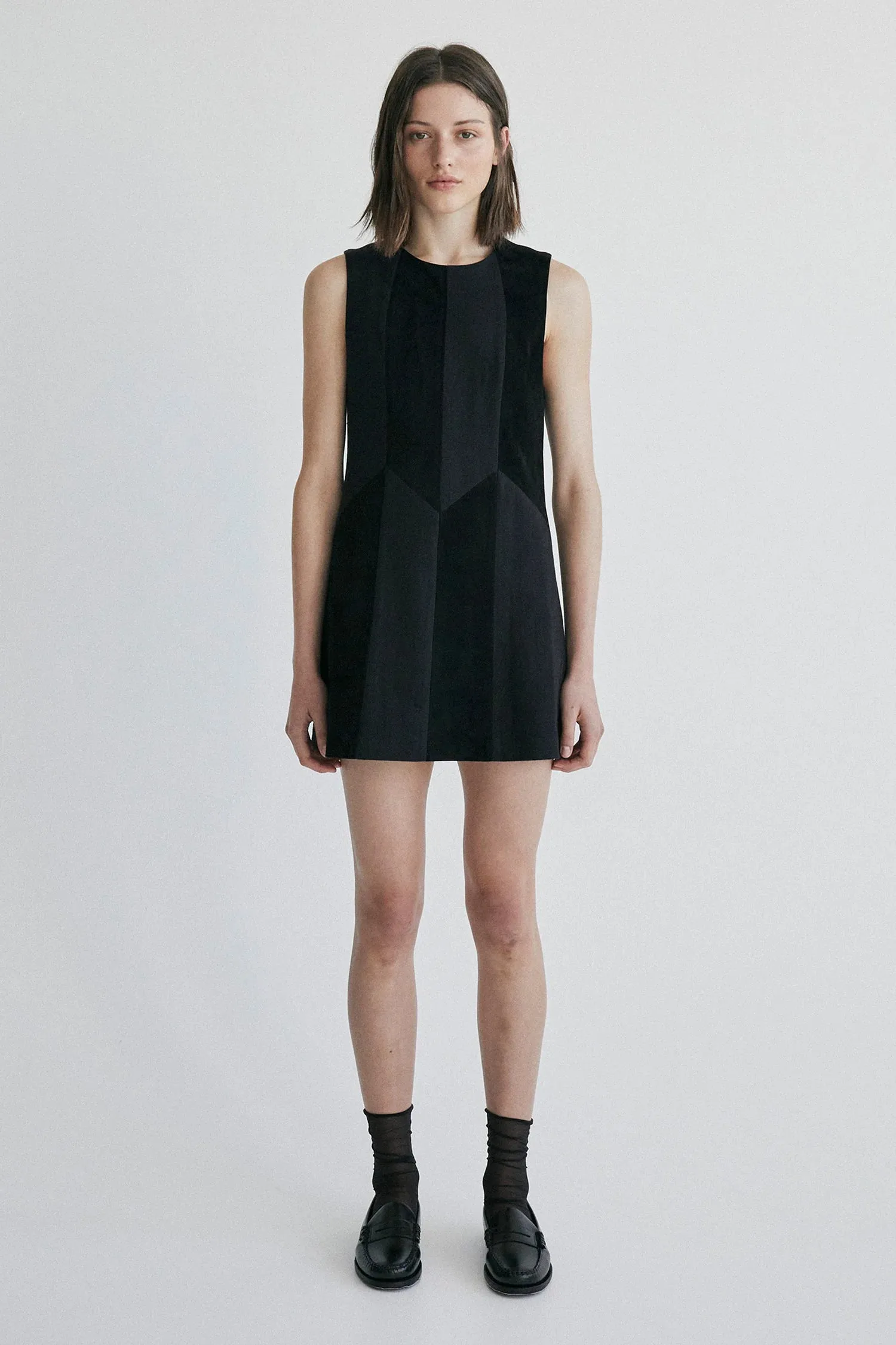 Palma Martin Fellini Suede Panel Mini Dress - Black